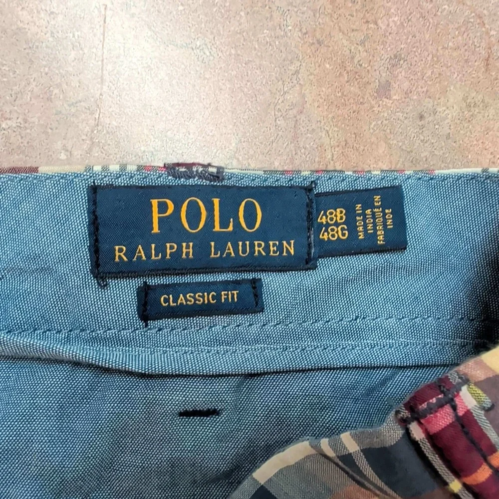 Polo Ralph Lauren Patchwork Shorts Mens 48 Multi-Color Plaid Classic Fit Cotton